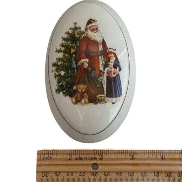Reutter Santa Claus Lidded Trinket Box White Christmas Tree Germany Gift - Picture 12 of 14
